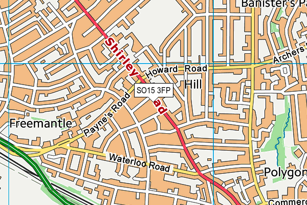 SO15 3FP map - OS VectorMap District (Ordnance Survey)