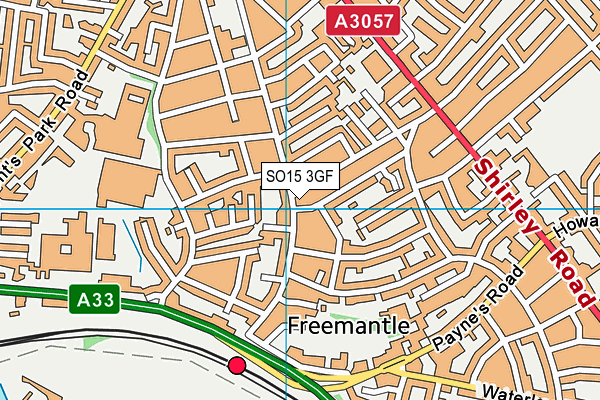 SO15 3GF map - OS VectorMap District (Ordnance Survey)