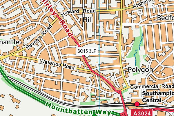 SO15 3LP map - OS VectorMap District (Ordnance Survey)