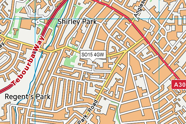 SO15 4GW map - OS VectorMap District (Ordnance Survey)