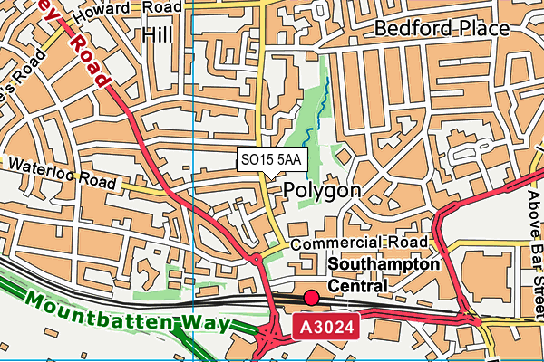 SO15 5AA map - OS VectorMap District (Ordnance Survey)