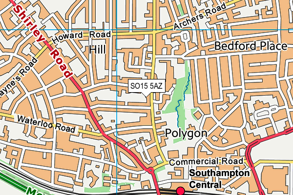 SO15 5AZ map - OS VectorMap District (Ordnance Survey)