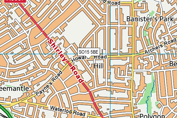 SO15 5BE map - OS VectorMap District (Ordnance Survey)