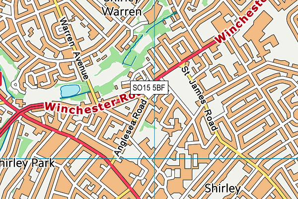 SO15 5BF map - OS VectorMap District (Ordnance Survey)