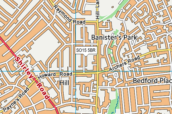 SO15 5BR map - OS VectorMap District (Ordnance Survey)