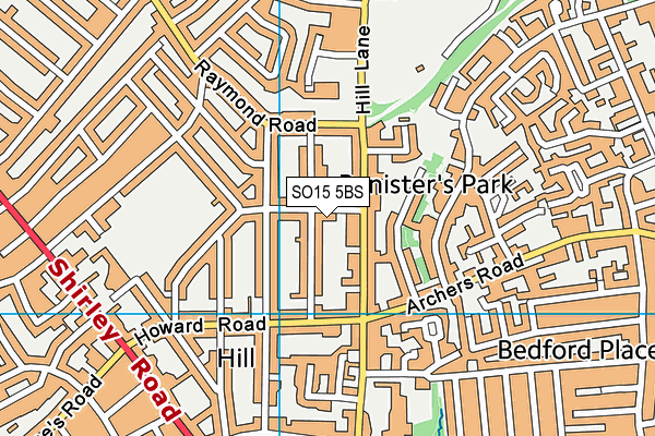 SO15 5BS map - OS VectorMap District (Ordnance Survey)