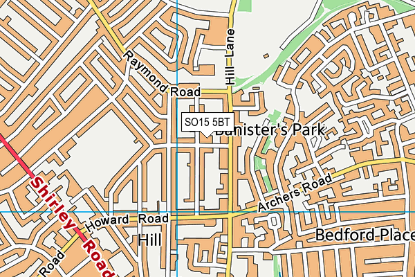 SO15 5BT map - OS VectorMap District (Ordnance Survey)
