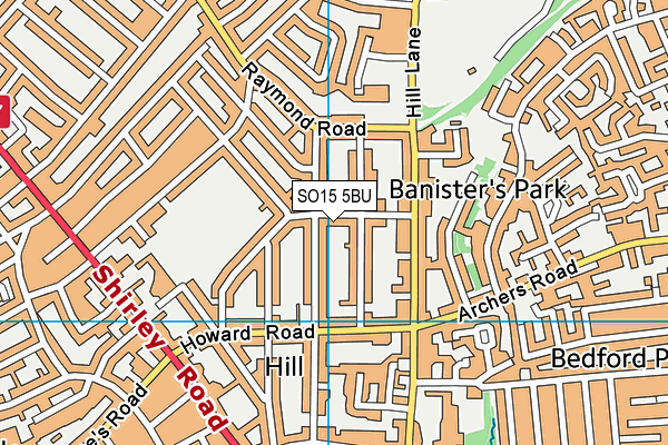 SO15 5BU map - OS VectorMap District (Ordnance Survey)