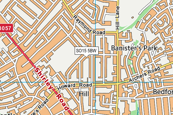 SO15 5BW map - OS VectorMap District (Ordnance Survey)