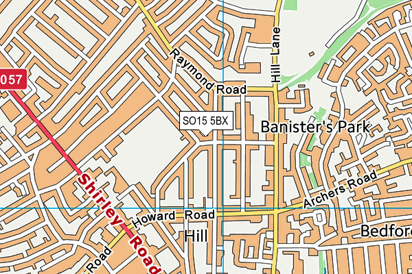 SO15 5BX map - OS VectorMap District (Ordnance Survey)