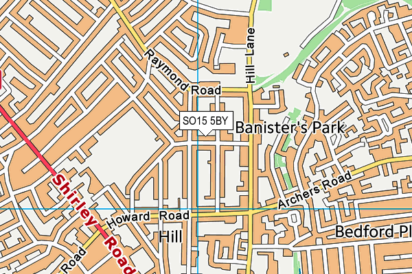 SO15 5BY map - OS VectorMap District (Ordnance Survey)