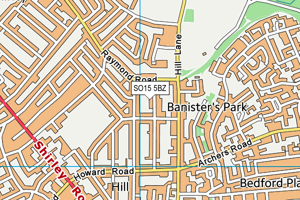 SO15 5BZ map - OS VectorMap District (Ordnance Survey)
