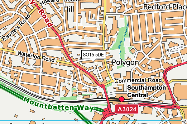 SO15 5DE map - OS VectorMap District (Ordnance Survey)