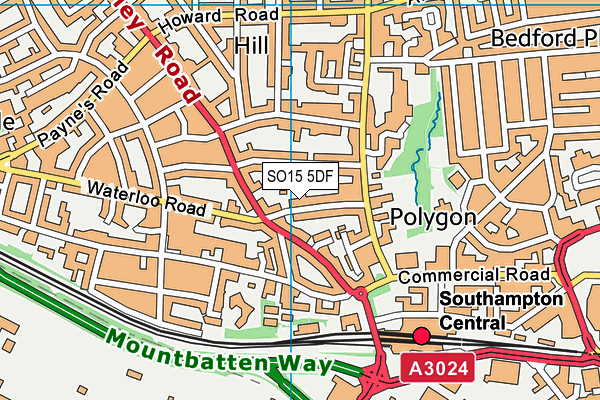 SO15 5DF map - OS VectorMap District (Ordnance Survey)