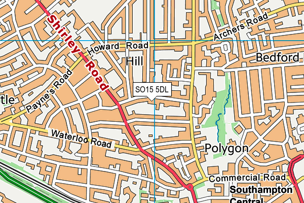 SO15 5DL map - OS VectorMap District (Ordnance Survey)