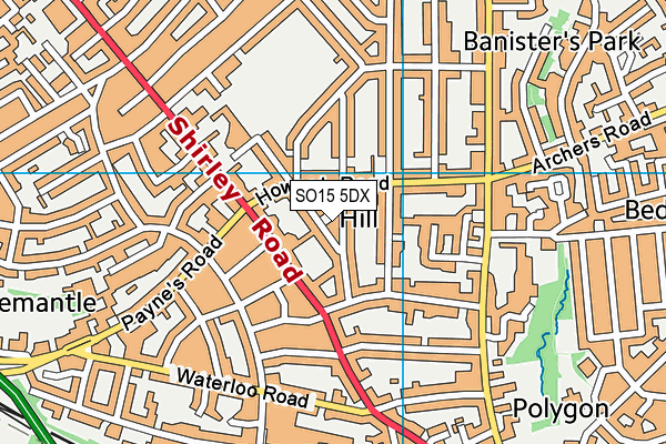 SO15 5DX map - OS VectorMap District (Ordnance Survey)