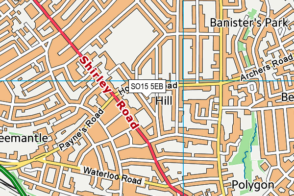 SO15 5EB map - OS VectorMap District (Ordnance Survey)