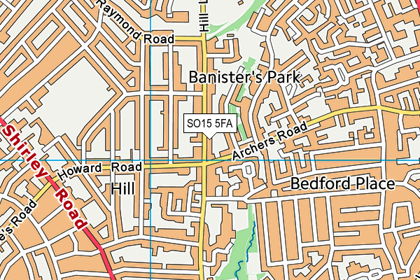 SO15 5FA map - OS VectorMap District (Ordnance Survey)