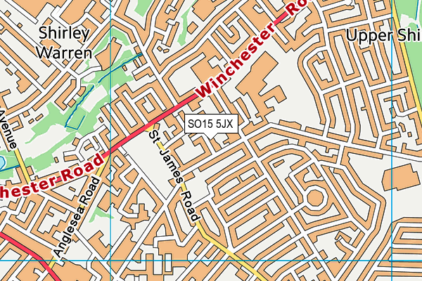 SO15 5JX map - OS VectorMap District (Ordnance Survey)