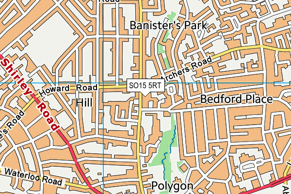 SO15 5RT map - OS VectorMap District (Ordnance Survey)