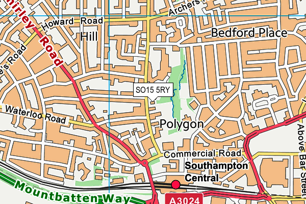 SO15 5RY map - OS VectorMap District (Ordnance Survey)