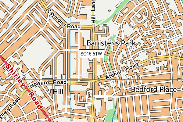 SO15 5TW map - OS VectorMap District (Ordnance Survey)