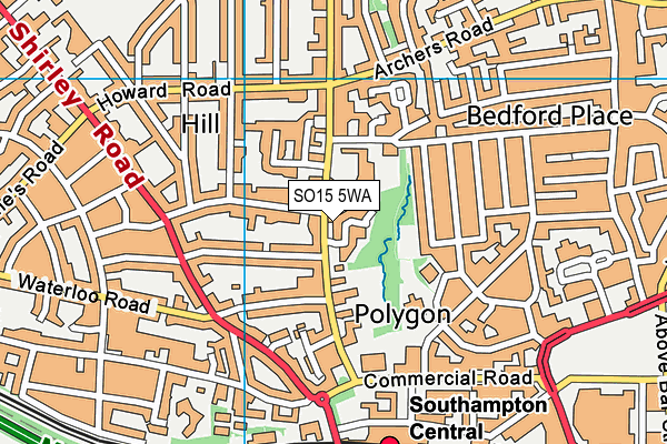 SO15 5WA map - OS VectorMap District (Ordnance Survey)