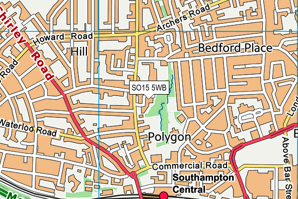 SO15 5WB map - OS VectorMap District (Ordnance Survey)