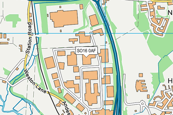 SO16 0AF map - OS VectorMap District (Ordnance Survey)