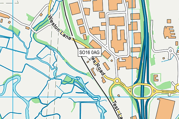 SO16 0AG map - OS VectorMap District (Ordnance Survey)