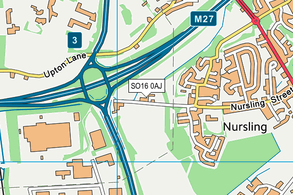 SO16 0AJ map - OS VectorMap District (Ordnance Survey)