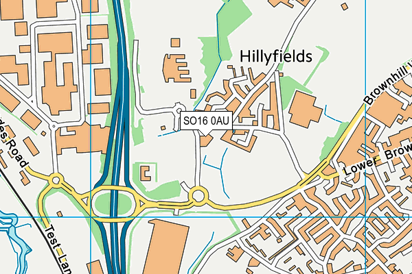 SO16 0AU map - OS VectorMap District (Ordnance Survey)