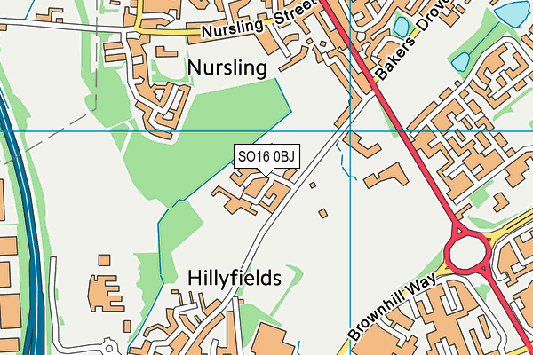 SO16 0BJ map - OS VectorMap District (Ordnance Survey)