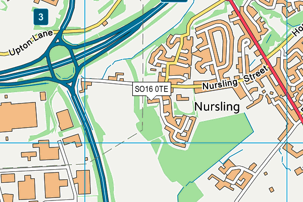 SO16 0TE map - OS VectorMap District (Ordnance Survey)