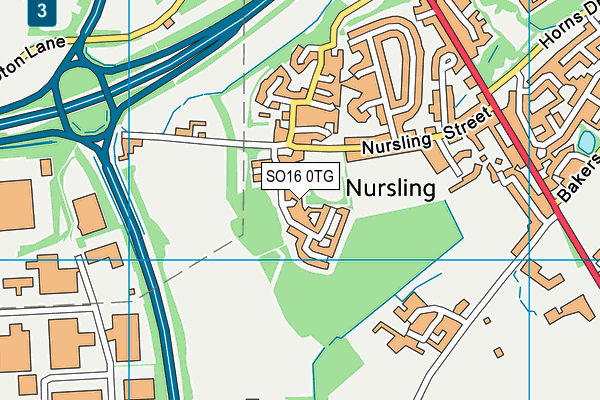 SO16 0TG map - OS VectorMap District (Ordnance Survey)