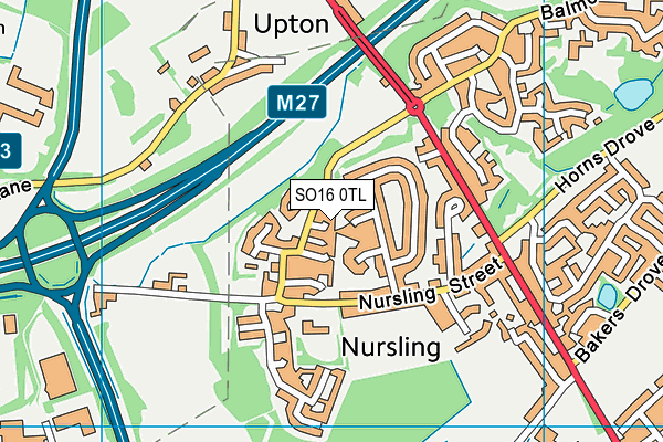 SO16 0TL map - OS VectorMap District (Ordnance Survey)