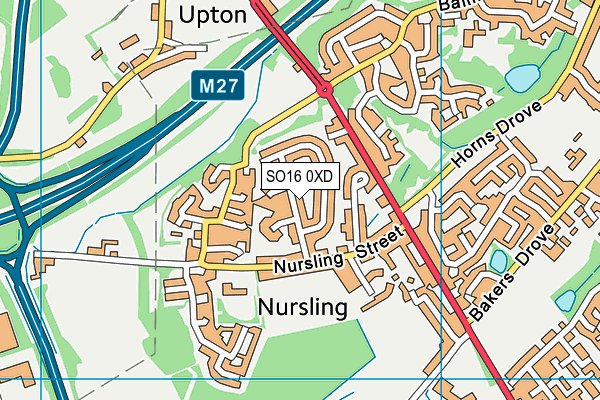 SO16 0XD map - OS VectorMap District (Ordnance Survey)