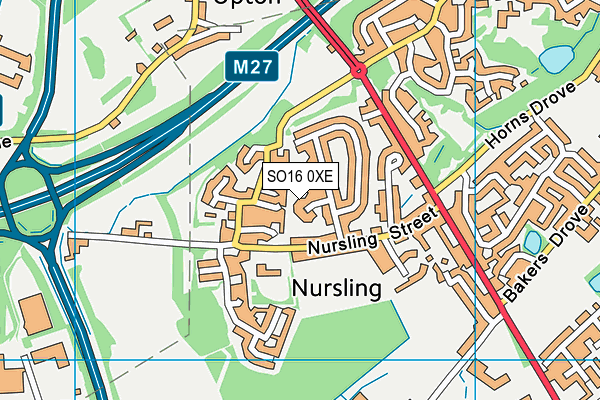 SO16 0XE map - OS VectorMap District (Ordnance Survey)