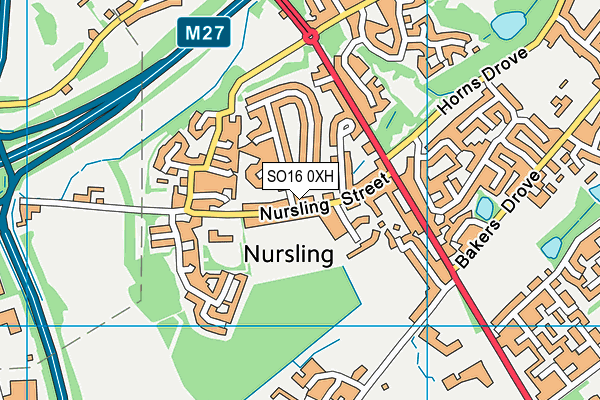 Nursling Recreation Ground map (SO16 0XH) - OS VectorMap District (Ordnance Survey)