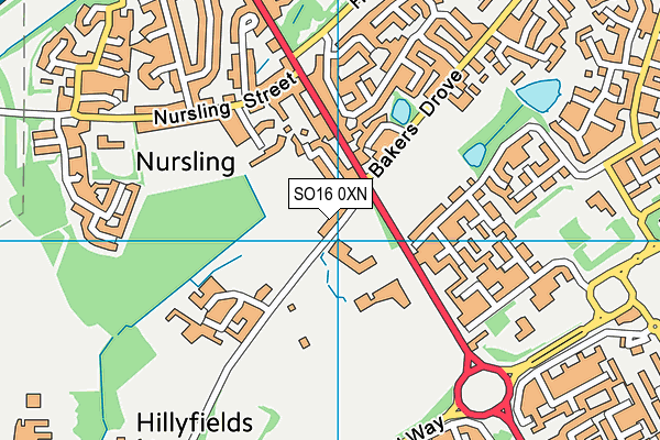 SO16 0XN map - OS VectorMap District (Ordnance Survey)