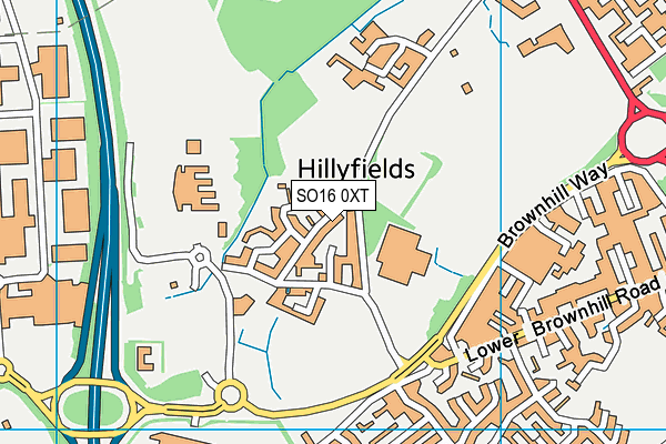 SO16 0XT map - OS VectorMap District (Ordnance Survey)