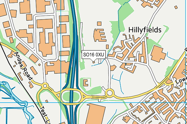 SO16 0XU map - OS VectorMap District (Ordnance Survey)