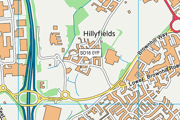 SO16 0YF map - OS VectorMap District (Ordnance Survey)