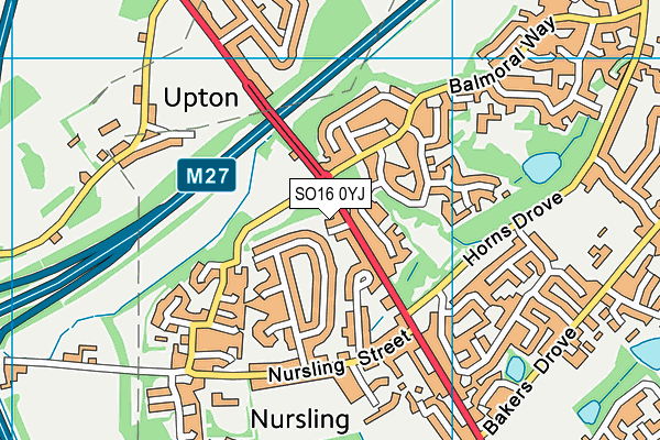 SO16 0YJ map - OS VectorMap District (Ordnance Survey)