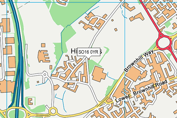 SO16 0YR map - OS VectorMap District (Ordnance Survey)