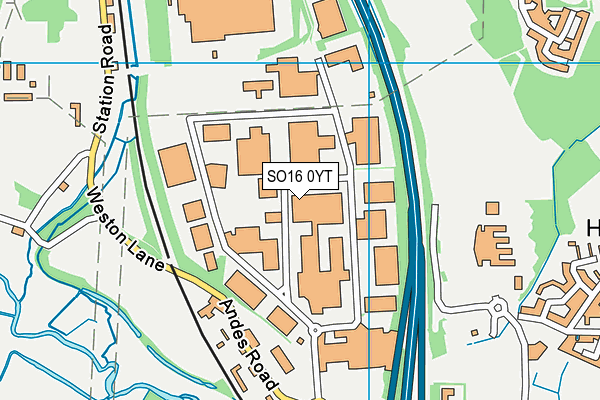 SO16 0YT map - OS VectorMap District (Ordnance Survey)
