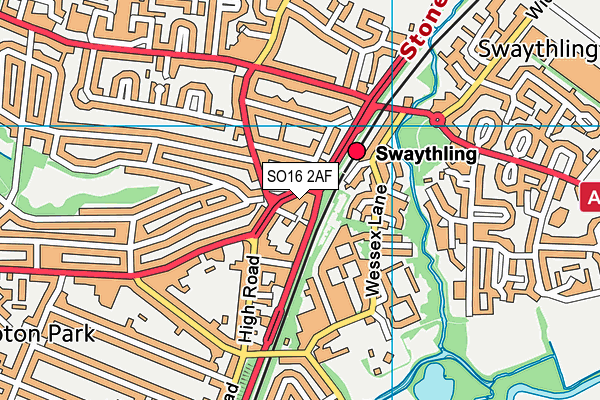 SO16 2AF map - OS VectorMap District (Ordnance Survey)