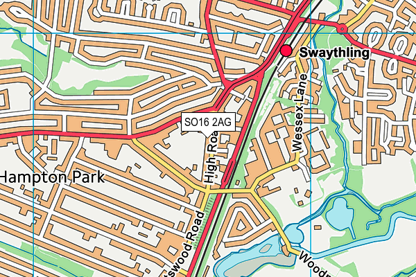 SO16 2AG map - OS VectorMap District (Ordnance Survey)