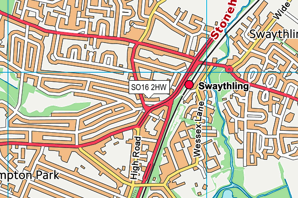 SO16 2HW map - OS VectorMap District (Ordnance Survey)