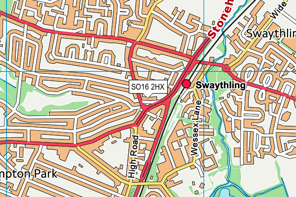 SO16 2HX map - OS VectorMap District (Ordnance Survey)